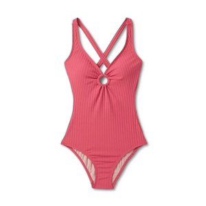 Wide Ribbed Center Ring Medium Coverage One Piece Swimsuit